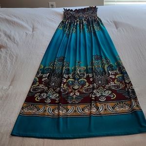 Venus size 10 Maxi Dress, emerald green & brown paisley